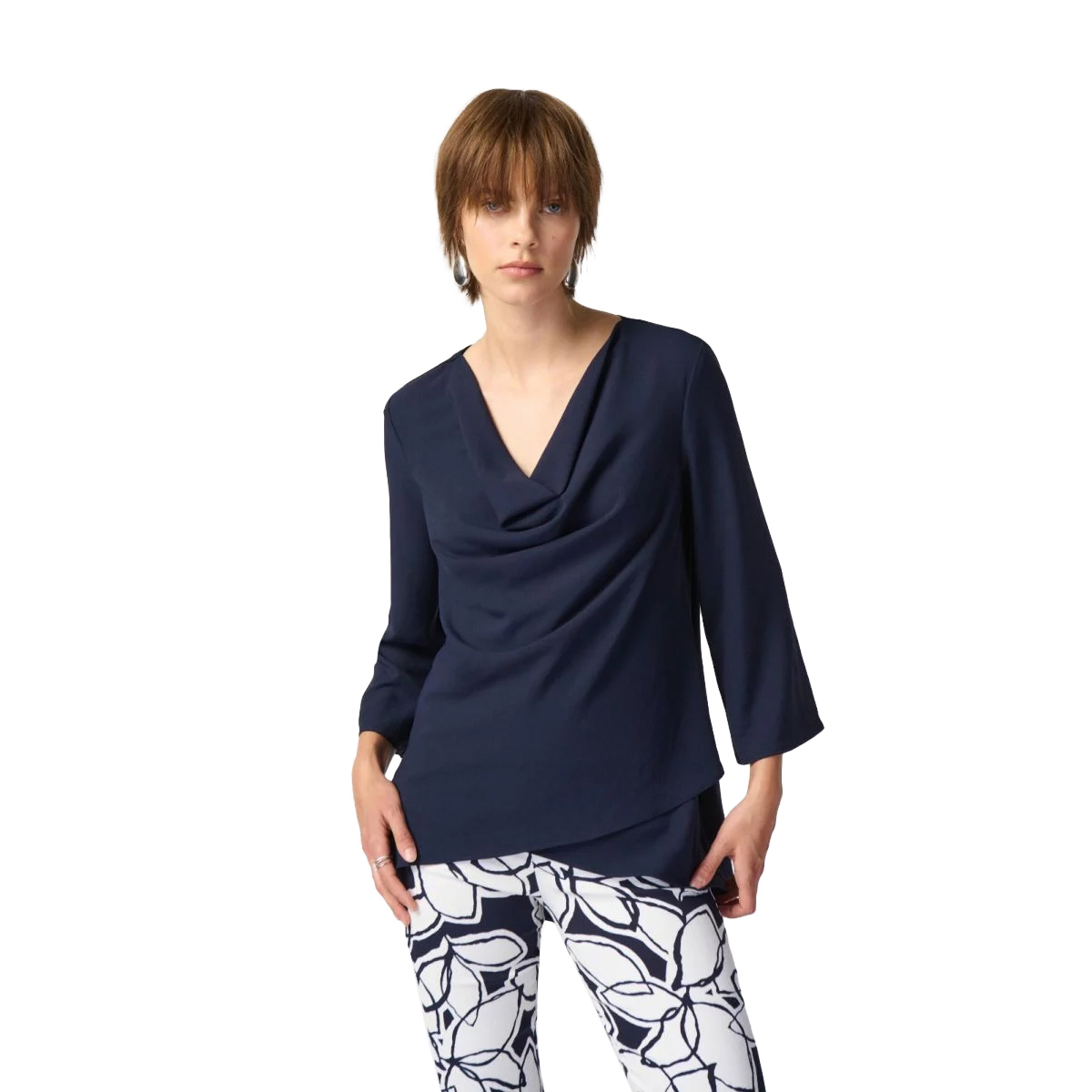 Joseph Ribkoff Cowl 3/4 Sleeve Top